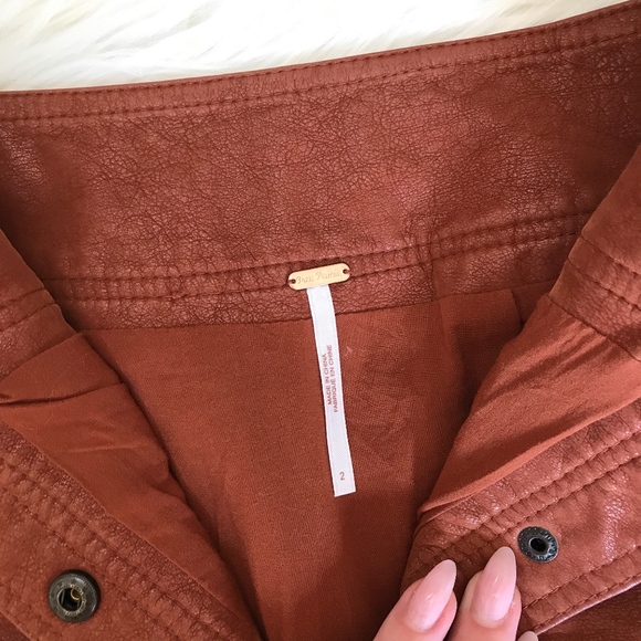 Free People Vegan Leather Button Up Mini Skirt - 2 - Picture 4 of 6